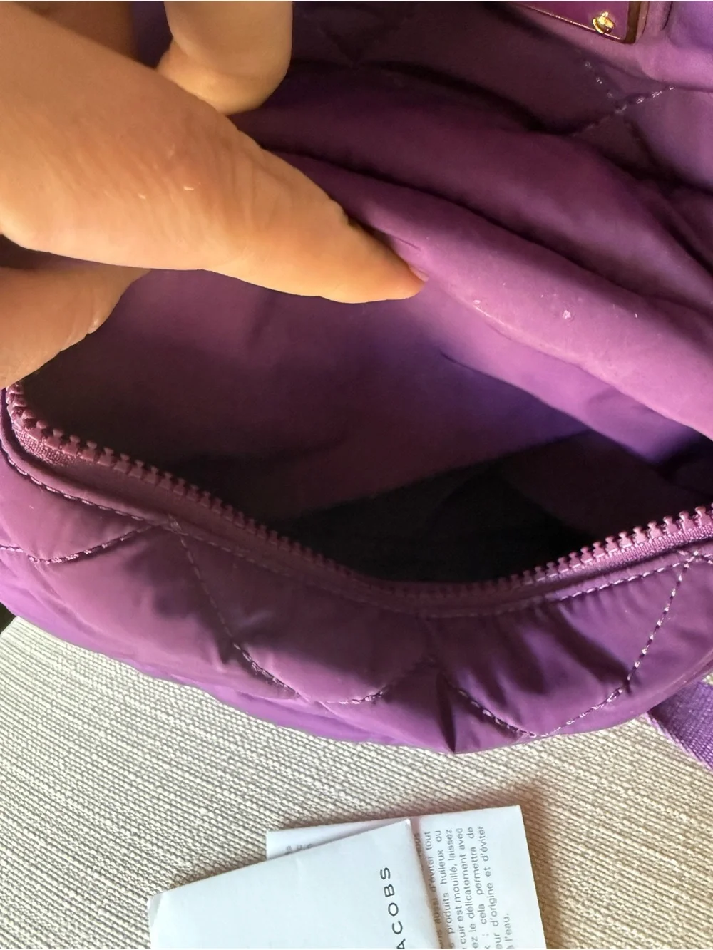 Marc Jacobs Purple Quilted Nylon Backpack Gold Hardware Travel Bag